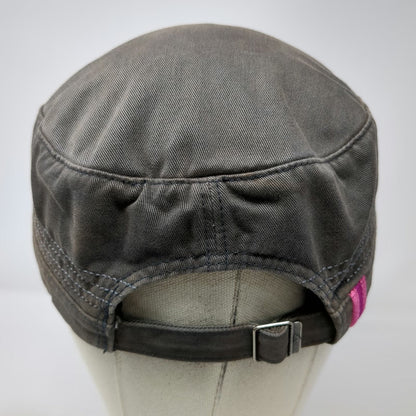 Adidas Army Cap Gray One Size Slideback Plaid Lining Pink Logo Adjustable Hat