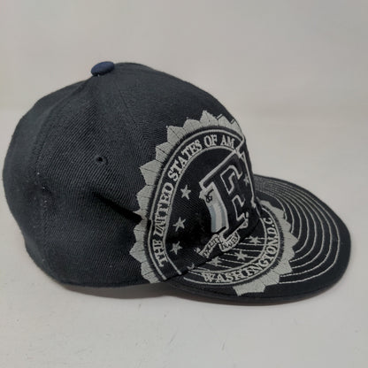 City Hunter Men's Fitted Hat Black Size M Embroidered FBI Logo 100% Polyester