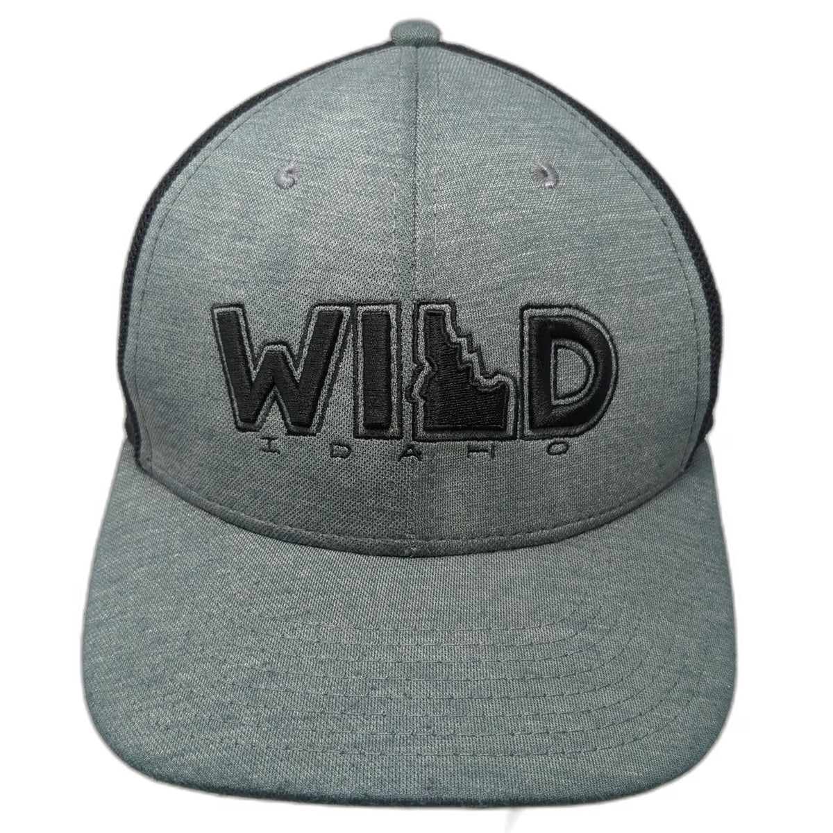 Perrine Man Press Trucker Hat Gray One Size Black Mesh Snapback Idaho Wild Hat