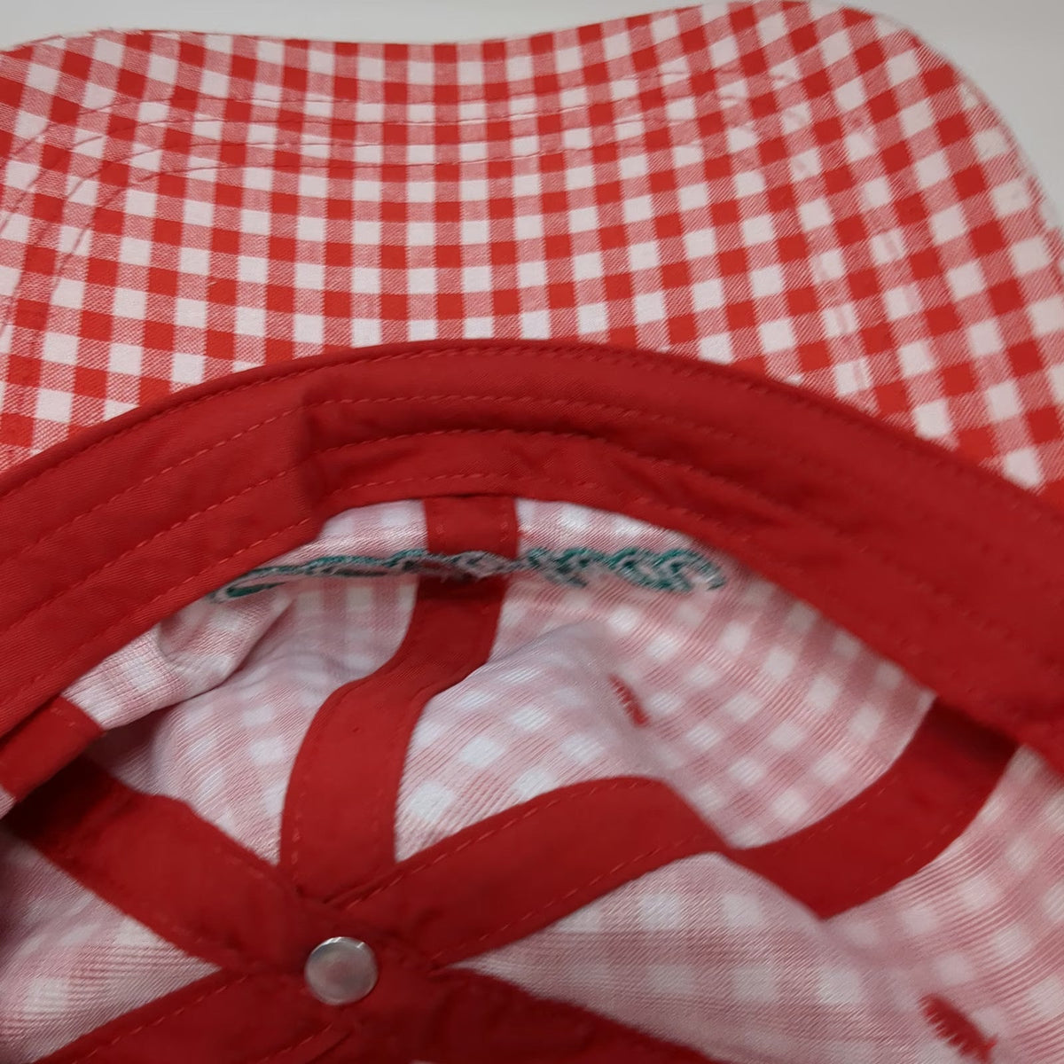 Old Navy Baseball Cap Red White Green One Size Gingham Aloha Embroidery Hat