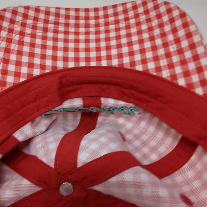 Old Navy Baseball Cap Red White Green One Size Gingham Aloha Embroidery Hat