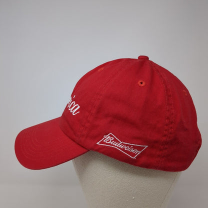 America Slideback Hat Red One Size Adjustable Embroidered Vented Holes 6 Panel