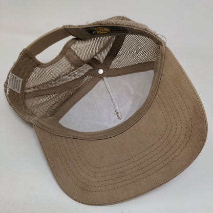 Bass Pro Shops Snapback Trucker Hat Tan OSFM Adjustable Mesh Back Gone Fishing