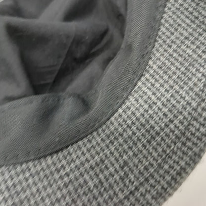 deLux Army Cap Gray One Size Flower Accent Micro Houndstooth Tweed Hat