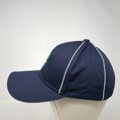 Image Solutions Strapback Hat Blue One Size Embroidered Logo Piping