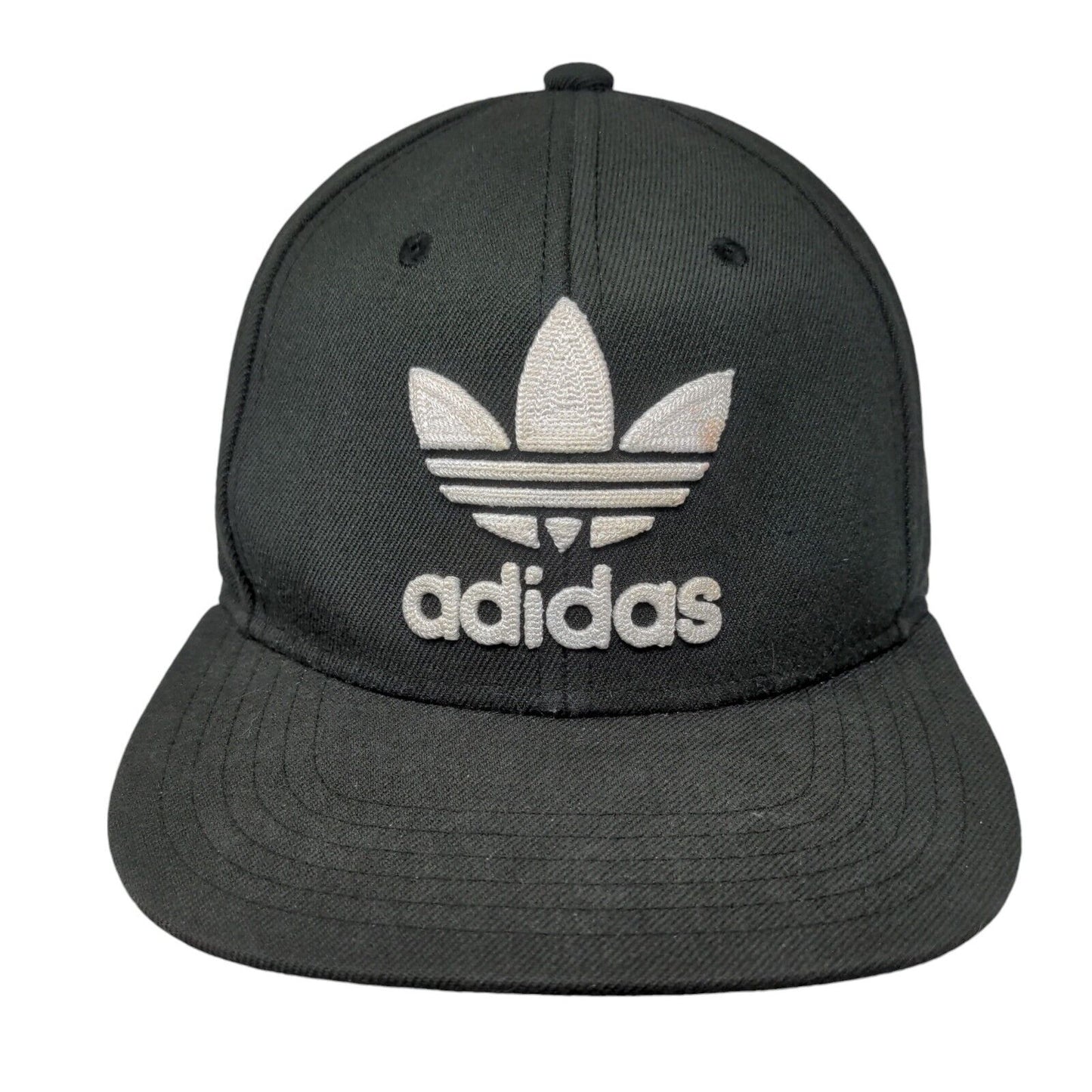 Adidas Trefoil Snapback Hat Black OSFM Embroidered 6 Panel Vent Holes