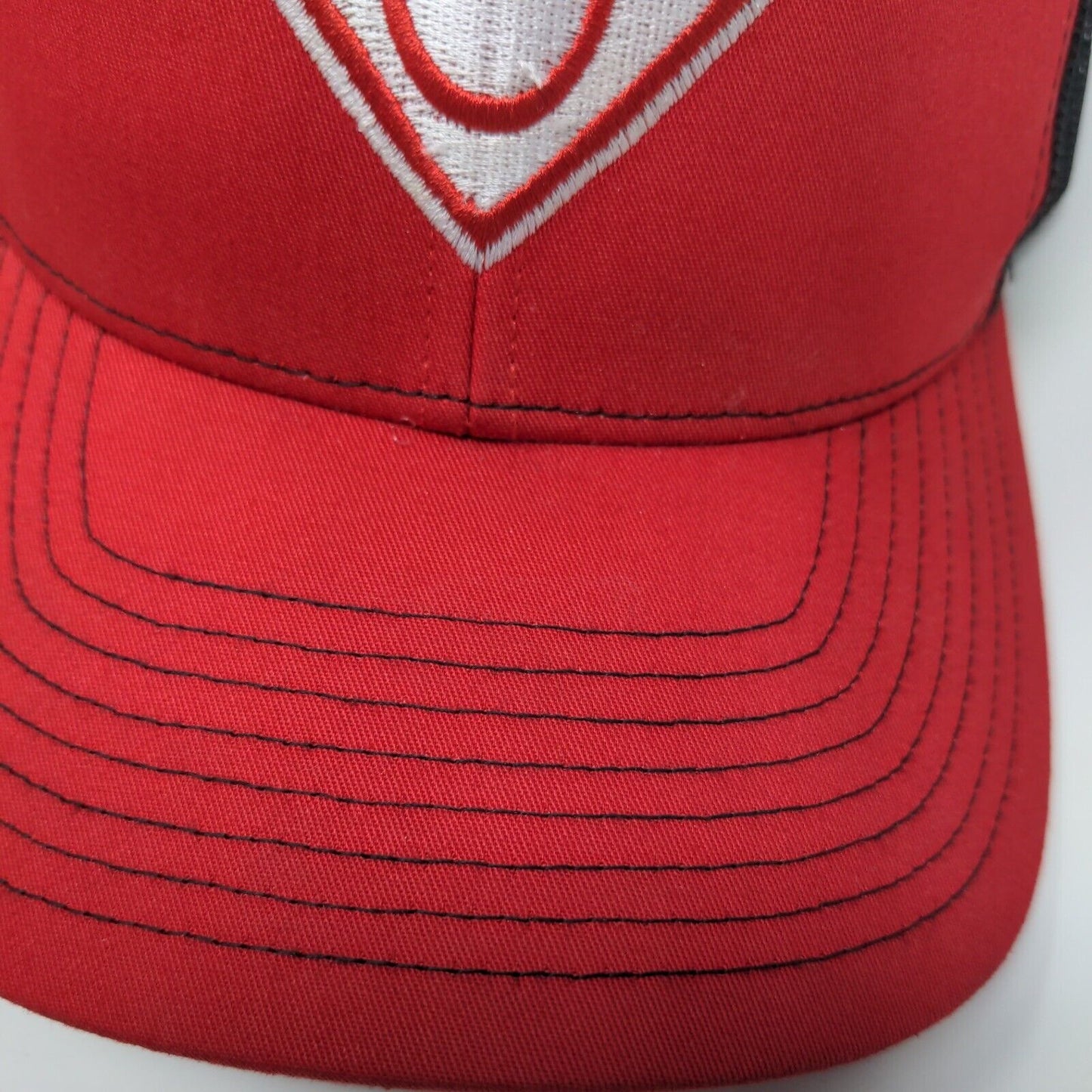 Richardson Snapback Trucker Hat Red One Size Adjustable Embroidered Mesh Back