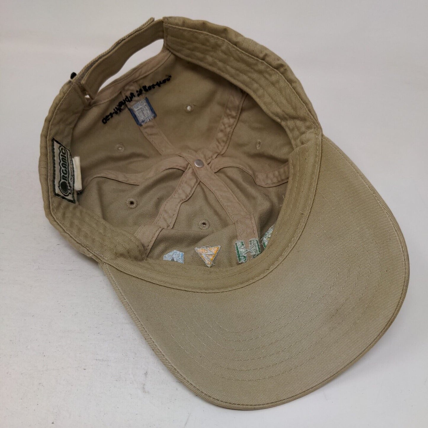 Organic Gas-Friendly To Gas-Free Strapback Hat Tan One Size Embroidered