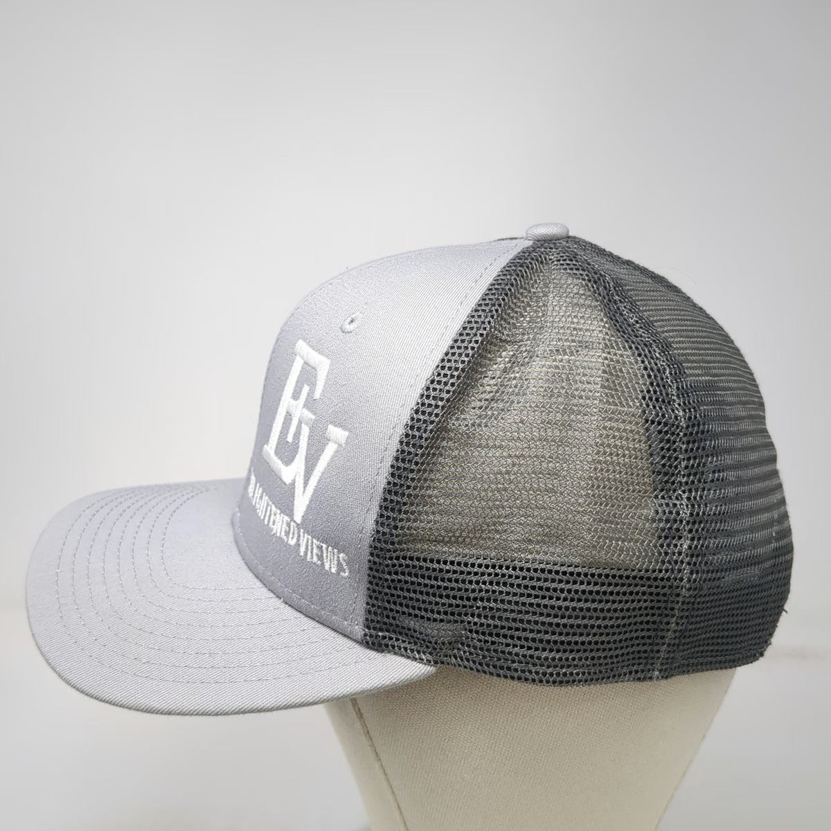 New Era Trucker Hat Gray OSFM 9FIFTY EV Enlightened Views Mesh Snapback Serviced