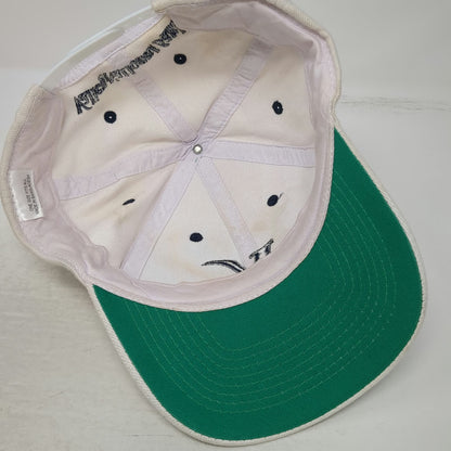 Snapback Hat White One Size Valley National Bank V Logo Green Under Brim Cotton
