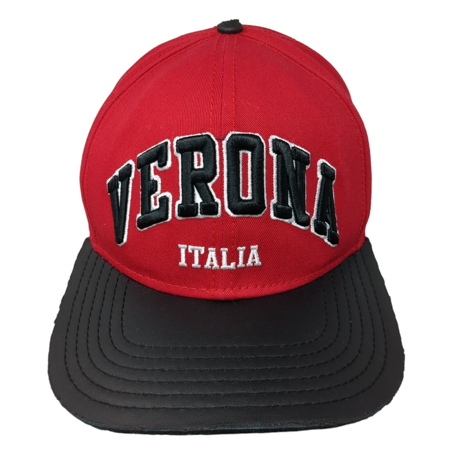 Verona Italia Snapback Hat Red One Size Adjustable Embroidered Essencial