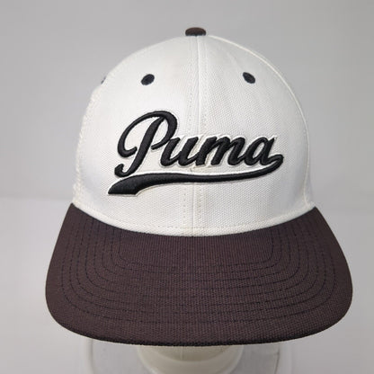 PUMA Fitted Hat White S/M Embroidered Colorblock Dry Cell 6 Panel