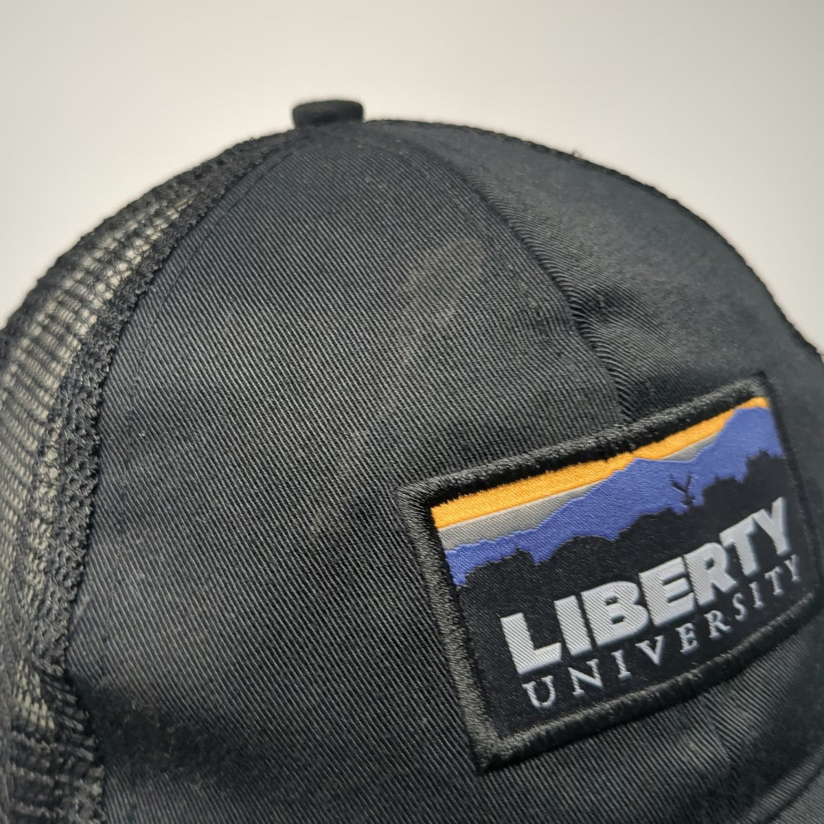 Liberty University Trucker Hat Black One Size Mesh Back Snapback Mountain Patch