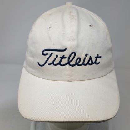 Titleist Baseball Cap White One Size Script Logo Navy Underbrim Hat Made in USA