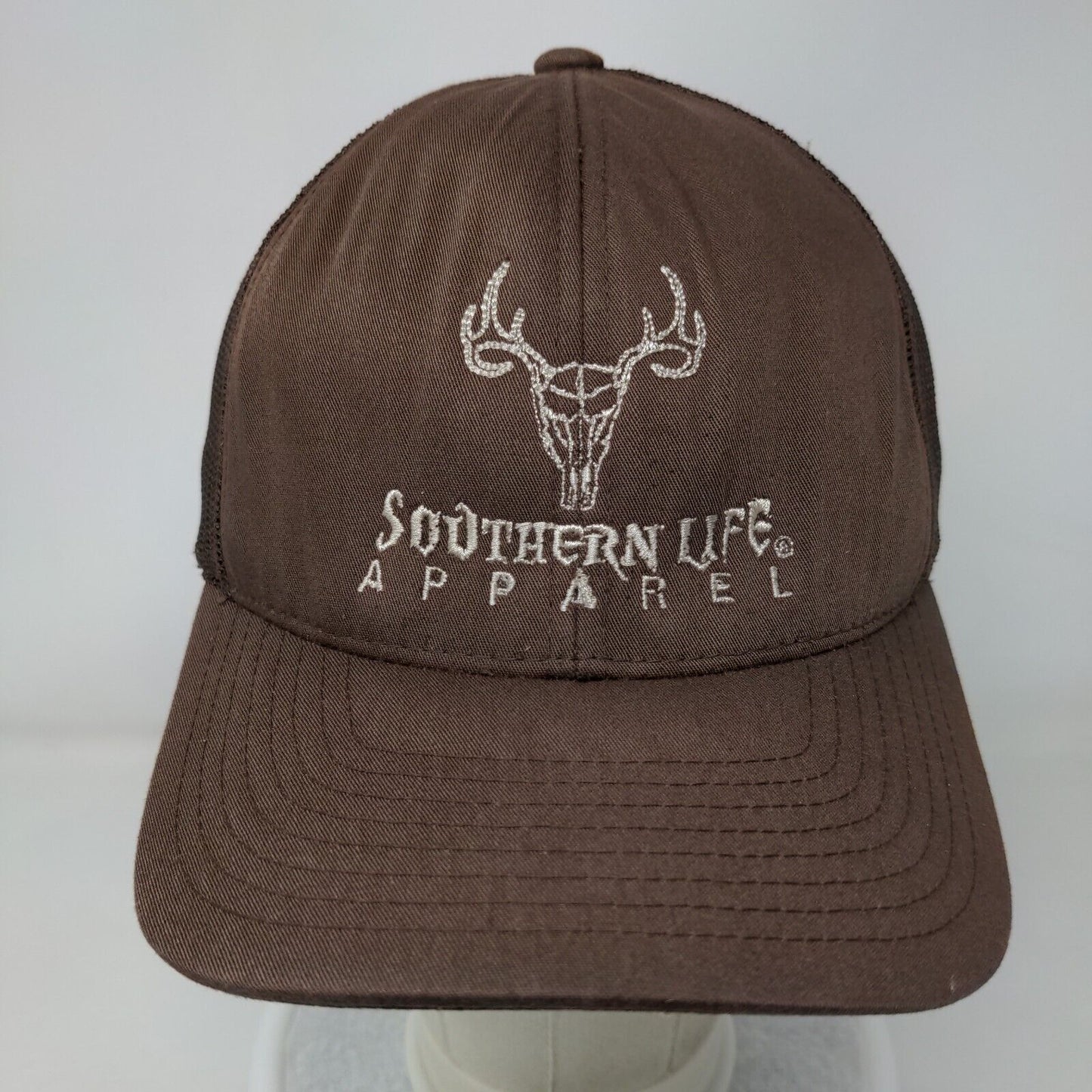 Southern Life Apparel Deer Snapback Mesh Back Trucker Hat Brown One Size