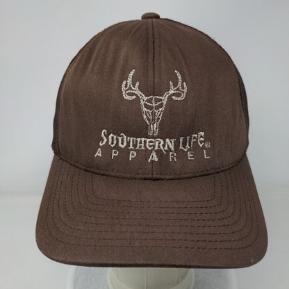 Southern Life Apparel Deer Snapback Mesh Back Trucker Hat Brown One Size