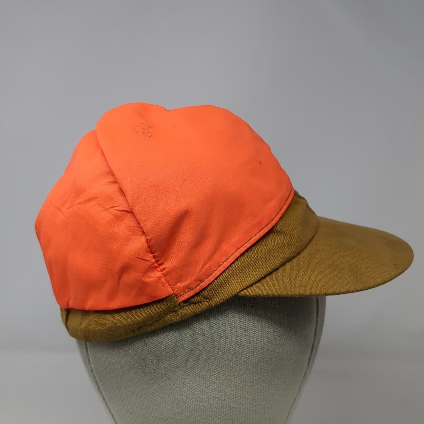 Dri-Duck Baseball Cap Orange Brown 6 3/4 Hunting Fitted Ear Flaps Hat Vintage