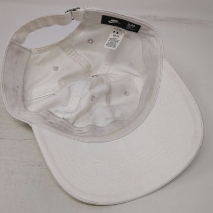 Nike Baseball Cap White M Black Swoosh Logo Adjustable Slideback Polyester Hat