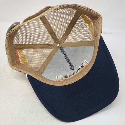 Salty Bear Trucker Hat Blue One Size Hike Idaho Mesh Snapback Rope Side Stripes