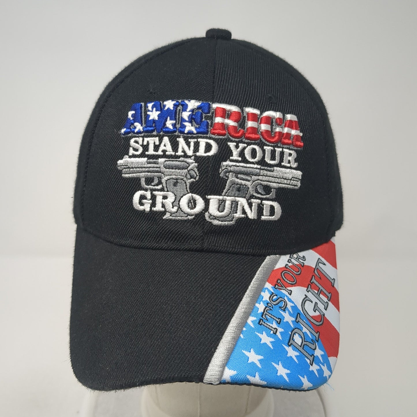 America Stand Your Ground It's Your Right Baseball Cap Black One Size Patriotic