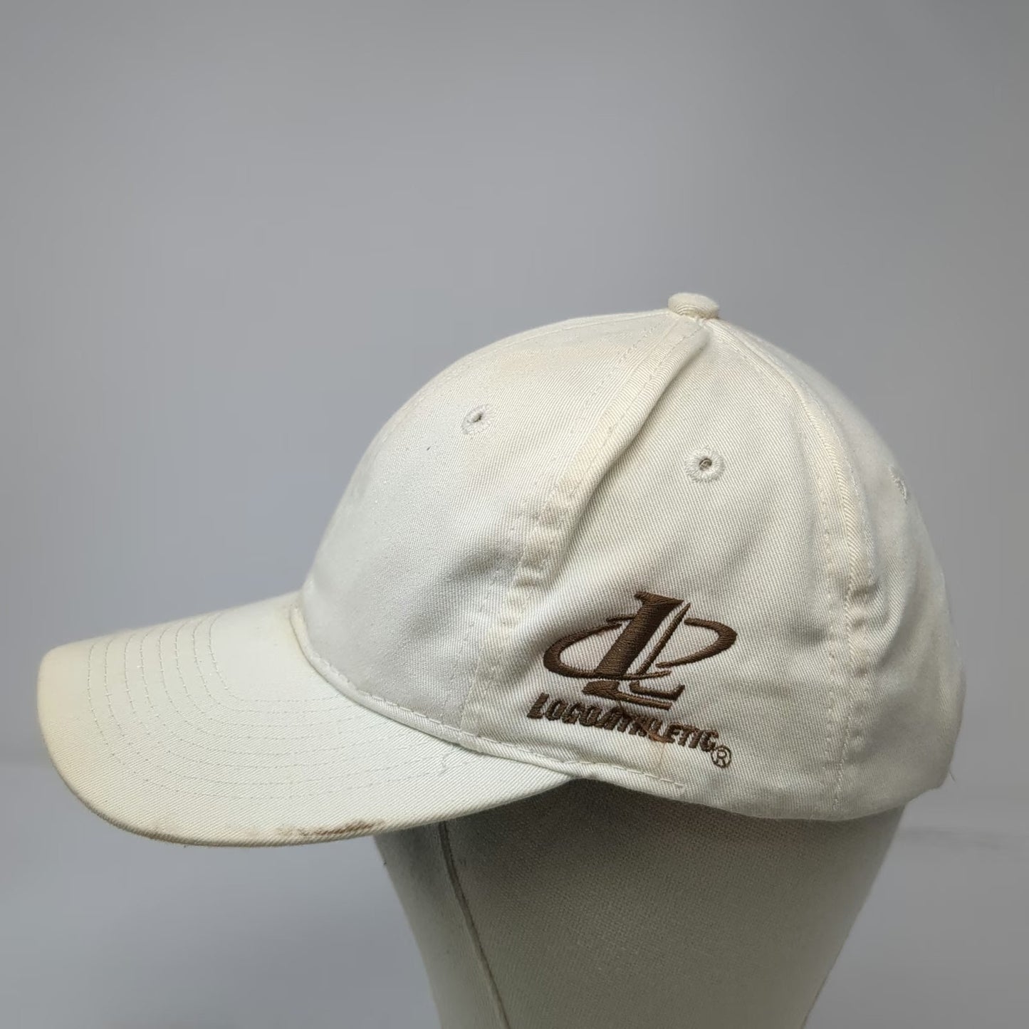 Logo Athletic Snapback Hat White OS Green Underbrim Side Graphic Blank Cotton