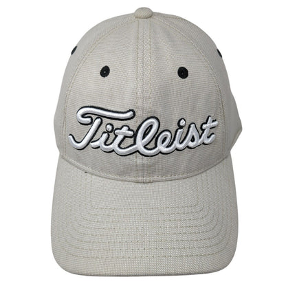 Titleist Fitted Golf Hat Tan M/L Embroidered Lightweight Vented Holes 6 Panel