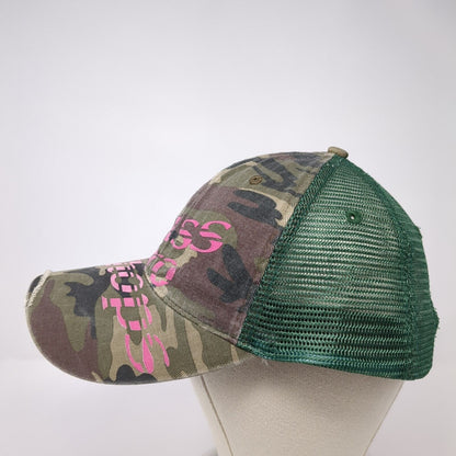 Bass Pros Shops Slideback Trucker Hat Camo OS Adjustable Distressed Mesh Back