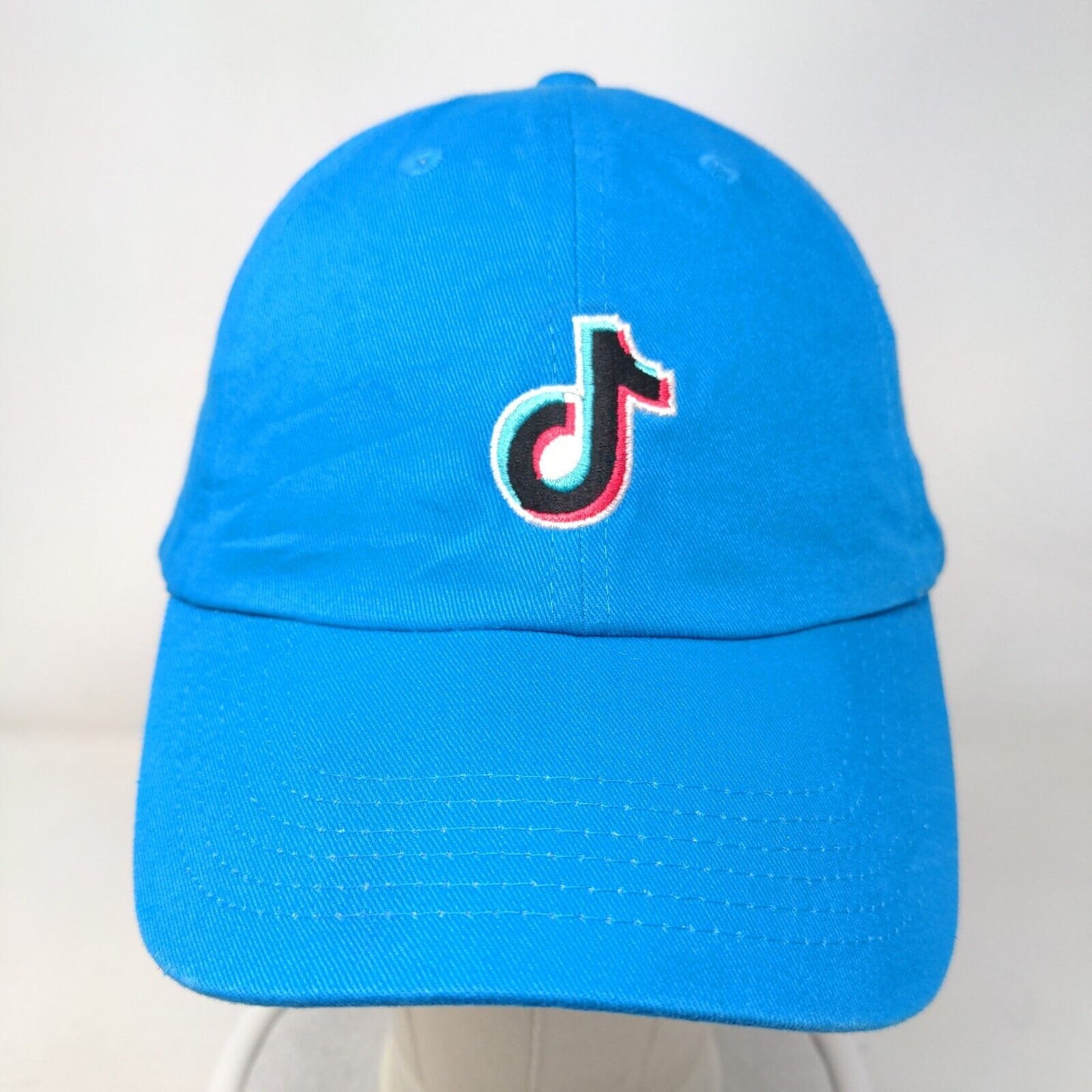 TikTok Slideback Hat Blue One Size Embroidered Logo Adjustable 6 Panel