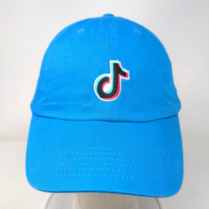 TikTok Slideback Hat Blue One Size Embroidered Logo Adjustable 6 Panel