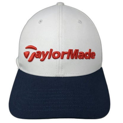 TaylorMade Baseball Cap White Blue One Size Adjustable Logo Golf Hat Polyester