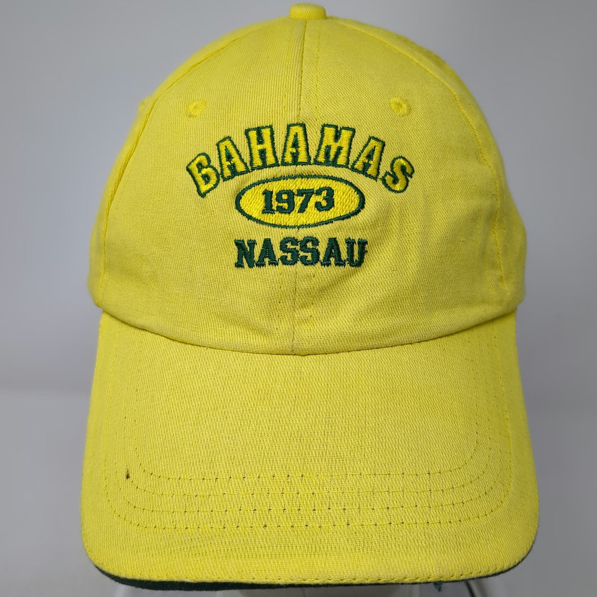 Baseball Cap Yellow One Size Nassau Bahamas 1973 Strapback Embroidered Hat
