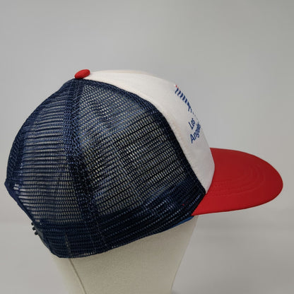 Action Headwear 1984 Los Angeles Olympics Trucker Hat White Red Blue Vintage