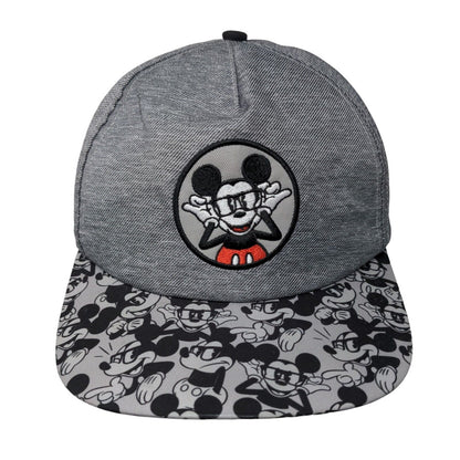 Nerdy Mickey Mouse Snapback Hat Gray Adult Embroidered Vent Holes Disney