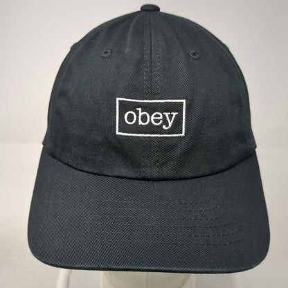 Obey Snapback Black Hat One Size Embroidered Box Logo Adjustable Streetwear Cap