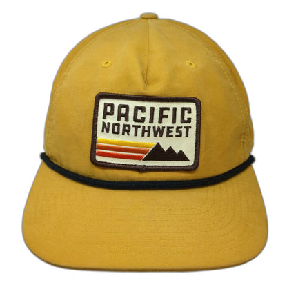 Richardson 5 Panel Yellow One Size Pacific Northwest Mountains Rope Snapback Hat