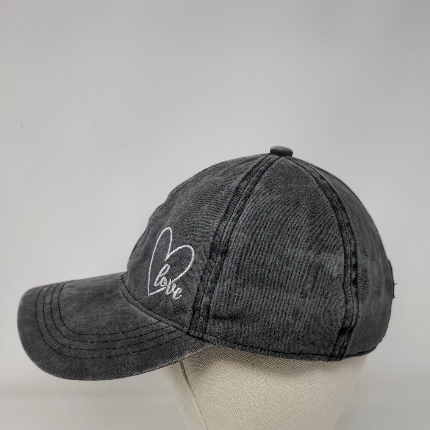 Love Slideback Hat Gray OSFM Embroidered Adjustable David And Young