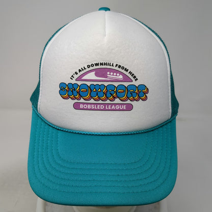 Otto Trucker Hat Blue White One Size Snowport Bobsled League Mesh Snapback Hat