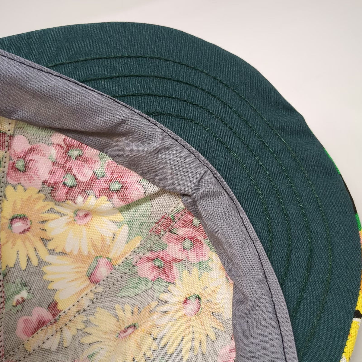 Kromer Baseball Cap Black Yellow Floral Print Hat Fitted 7 3/8 Made In USA