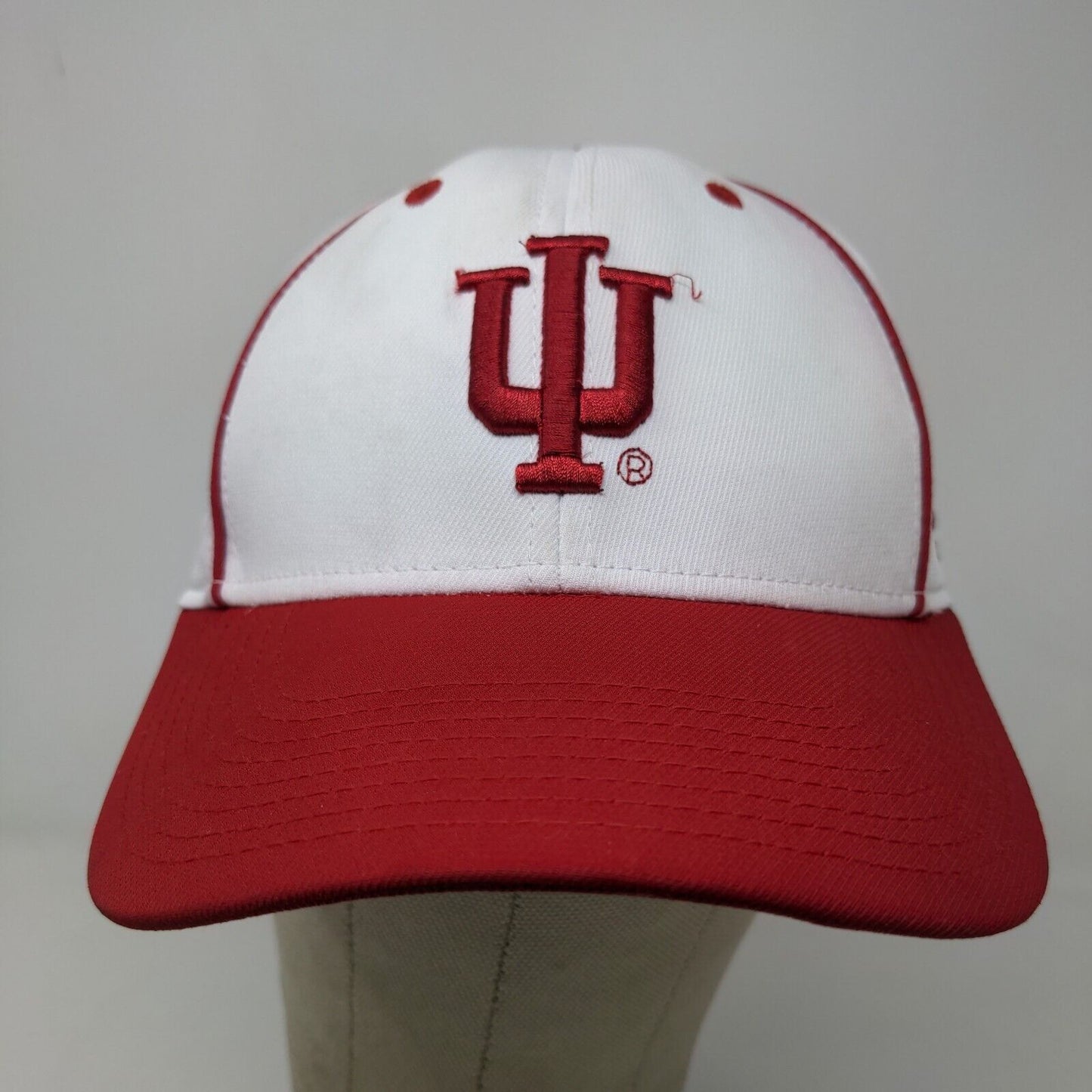 Adidas Boys Fitted Hat Red White OSFM Embroidered IU Hoosiers Logo