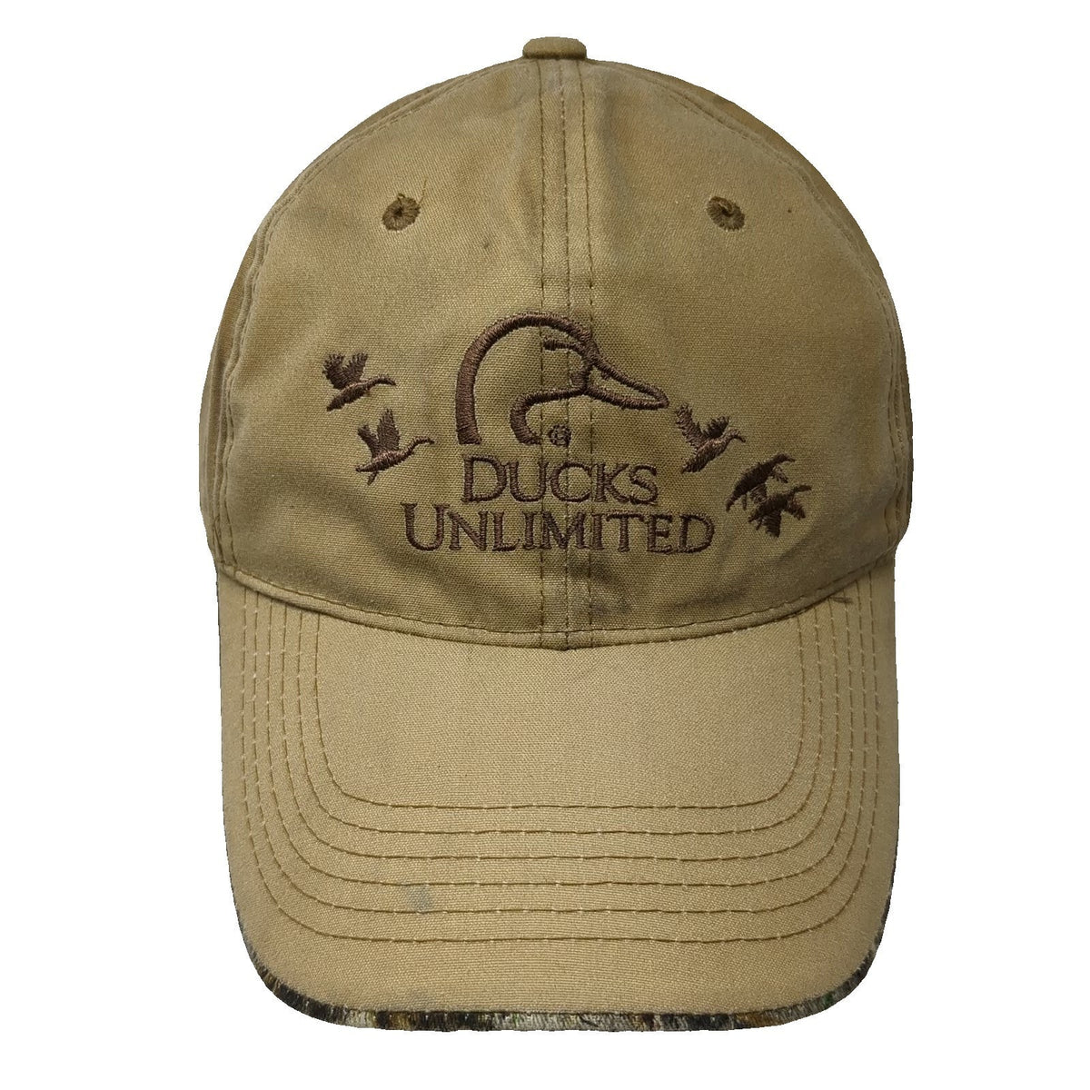 Outdoor Cap Ducks Unlimited Baseball Cap Brown One Size Strapback Logo Camo Hat