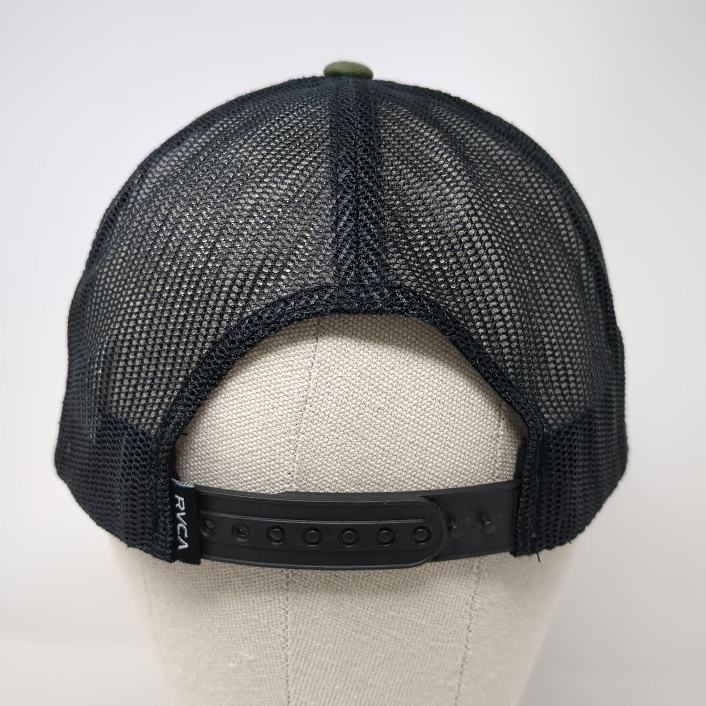 RVCA Trucker Hat Green OSFM Mesh Back Hawaii VA Logo Deep Fit Snapback Flat Brim