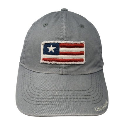 USA Flag Patch Slideback Hat Gray One Size Adjustable Solid Life Is Good