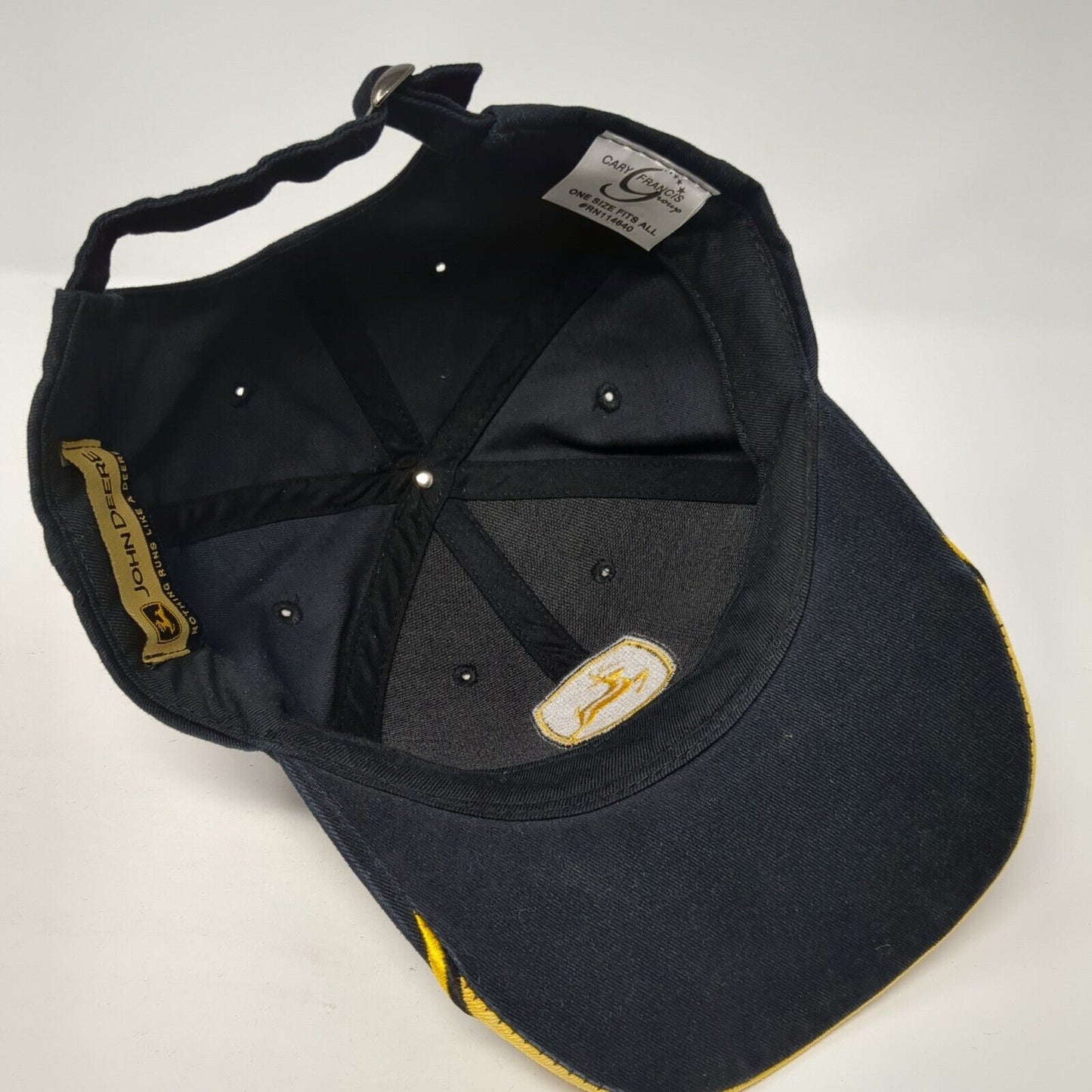 John Deere Slideback Hat Black One Size Adjustable Embroidered 6 Panel