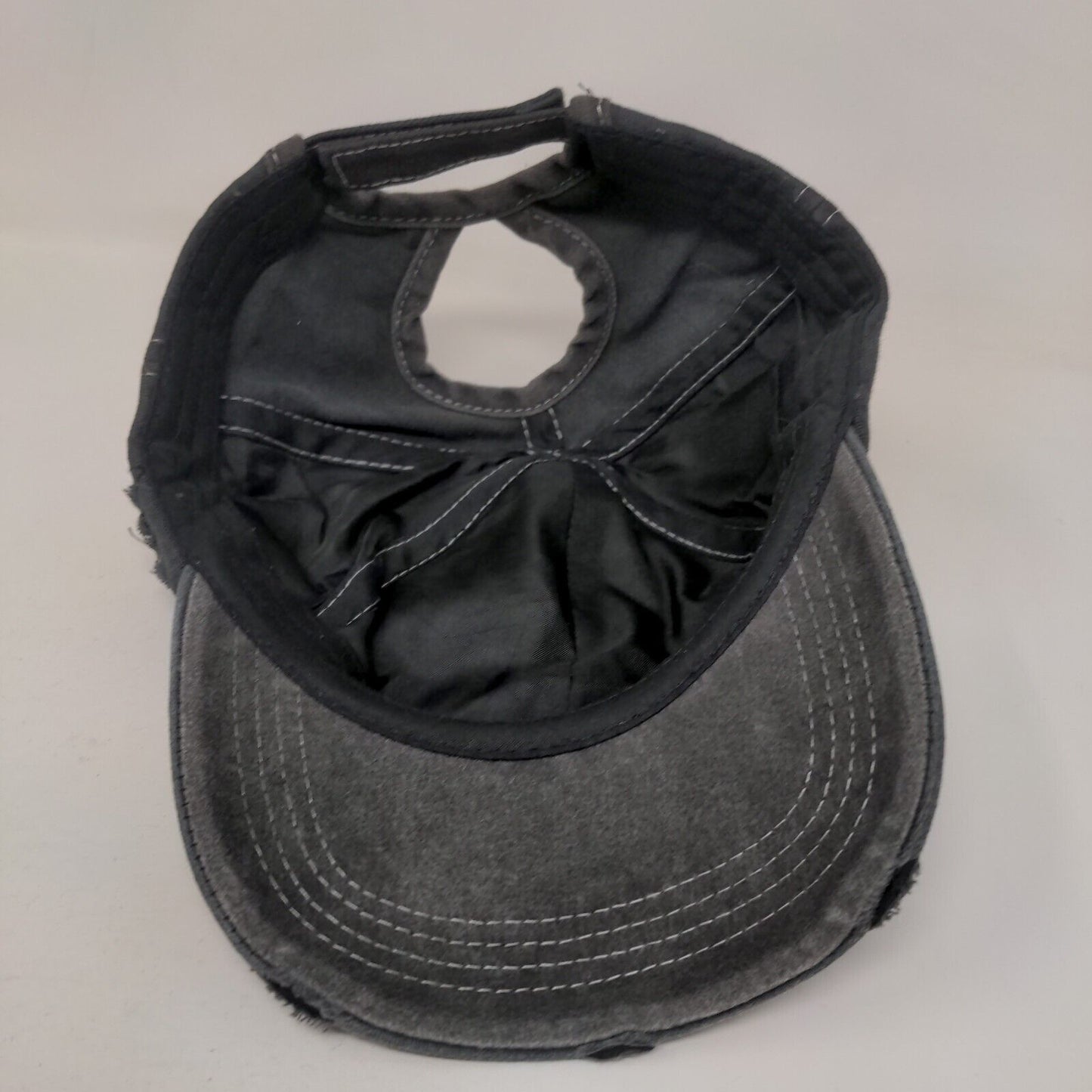 Unbranded Strapback Hat Gray One Size Adjustable Stars Ponytail