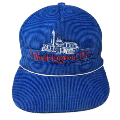 Trucker Blue One Size Hat Washington DC Corduroy Rope Skyline Cityscape Cap