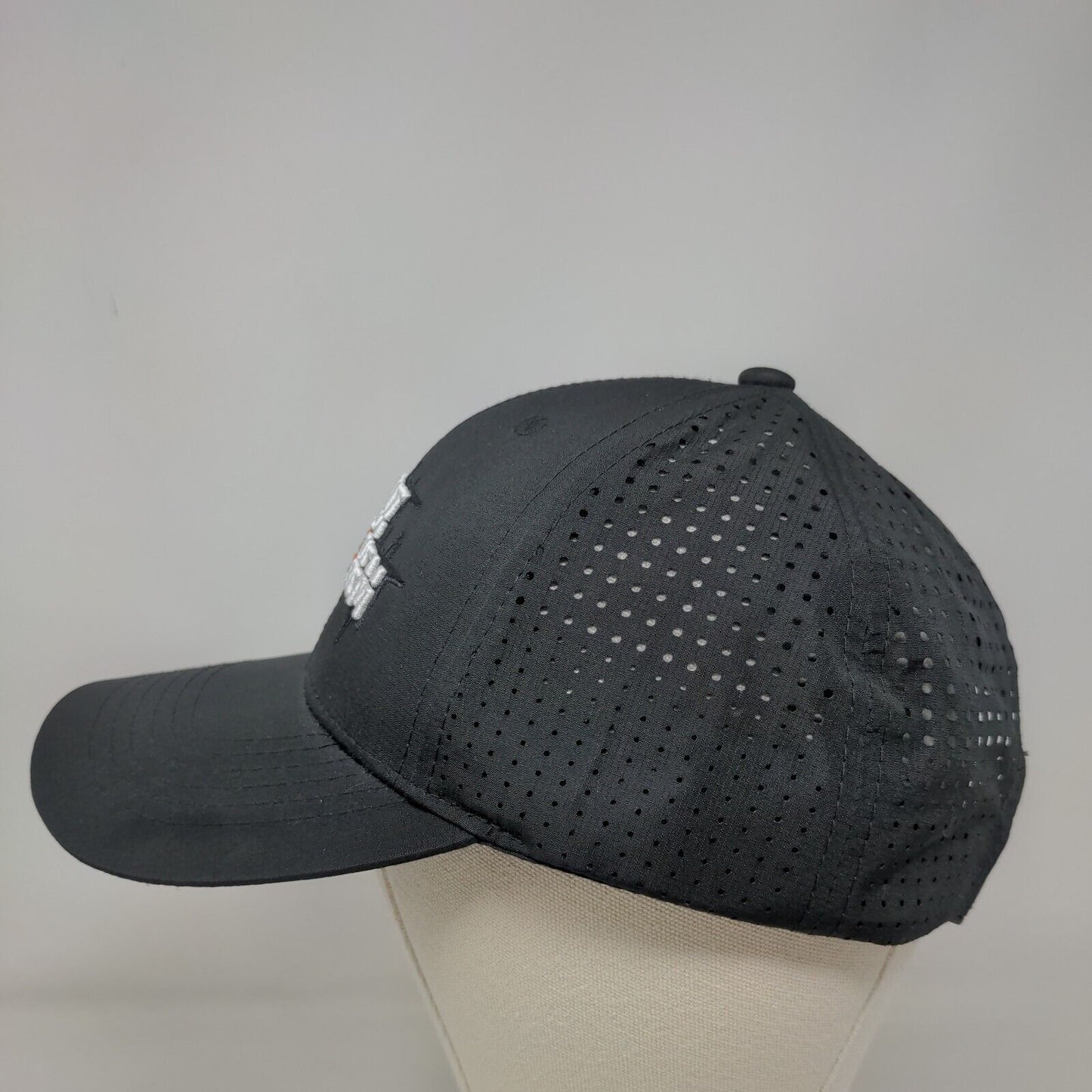 All Out Mayhem Strapback Hat Black One Size Embroidered Laser Cut 6 Panel