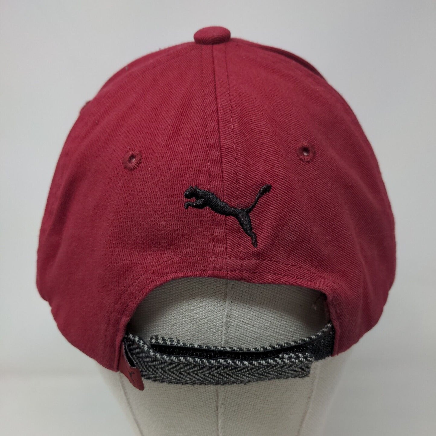 PUMA Strapback Hat Red OSFA One Size Adjustable Embroidered Logo 6 Panel