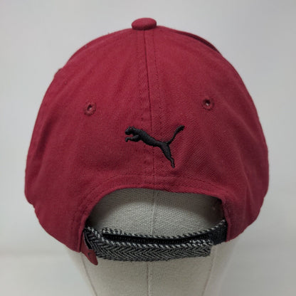 PUMA Strapback Hat Red OSFA One Size Adjustable Embroidered Logo 6 Panel