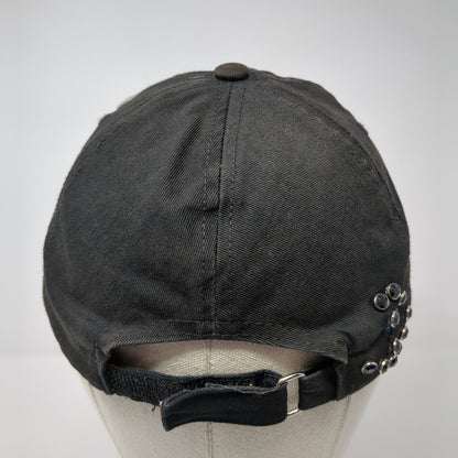 Crucifix Cross Slideback Hat Black One Size Adjustable Embellished Rhinestone