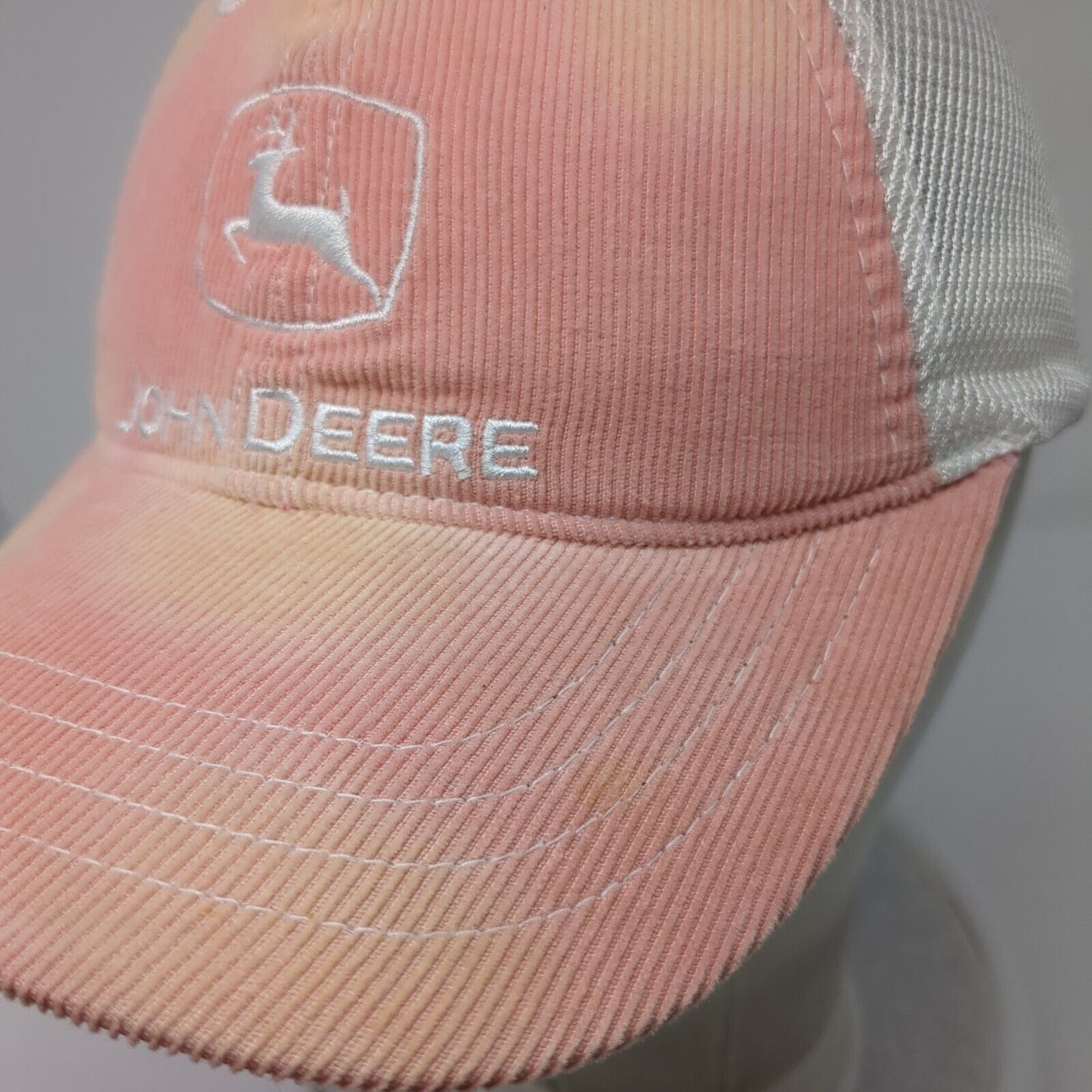 John Deere Strapback Trucker Hat Pink One Size Adjustable Embroidered Mesh Back